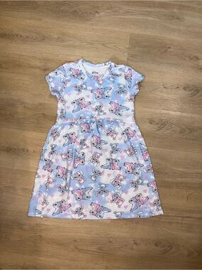 Disney Pink and Blue Stitch Print Casual Dress